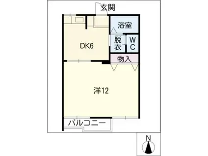 ハリープラザ三陽F棟(1DK/2階)の間取り写真