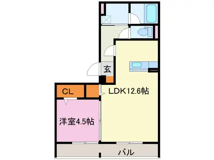 ワイズルーム伏見板橋(1LDK/3階)の間取り写真