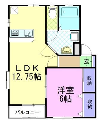 リシャールⅠ(1LDK/1階)の間取り写真