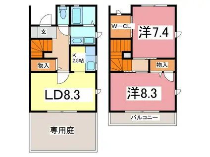 クレストタウンG(2LDK/1階)の間取り写真