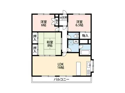 ハイネス斉藤(3LDK/3階)の間取り写真