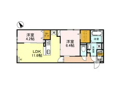 リオ放出(2LDK/1階)の間取り写真