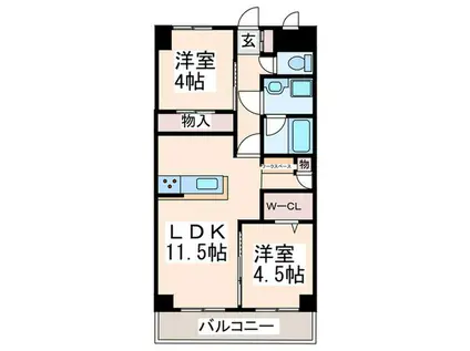 ロイヤルハイツ藤が丘(2LDK/2階)の間取り写真