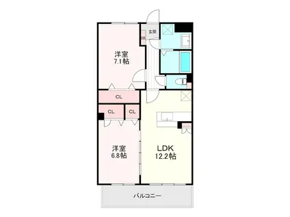 ソシアハイネスII(2LDK/4階)の間取り写真