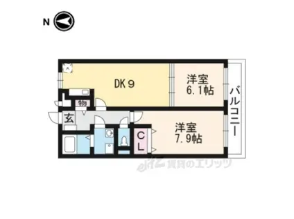 ガーデンヒル鳴滝(2LDK/2階)の間取り写真