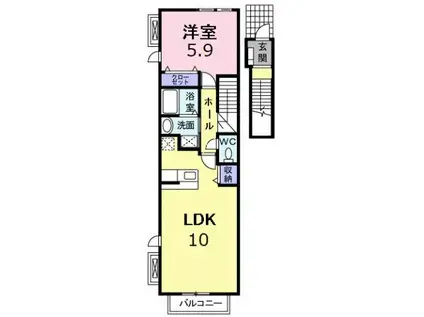 フローラ(1LDK/2階)の間取り写真