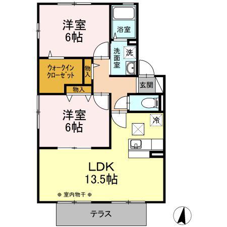 ガーデンヒルズウエスト(2LDK/1階)の間取り写真