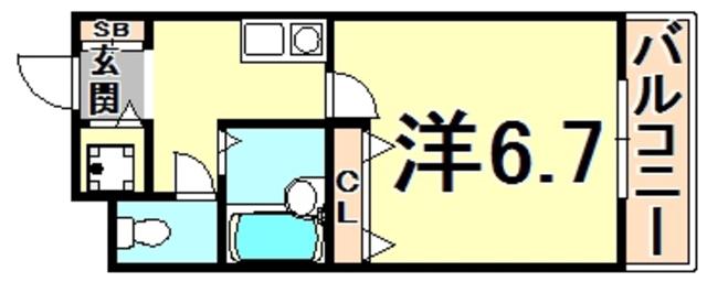 COLLECTION甲東園(1K/3階)の間取り写真
