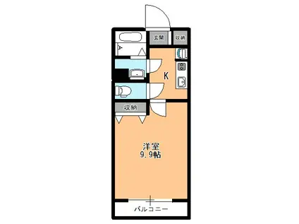 ヨウコースクウェア川越市(1K/1階)の間取り写真