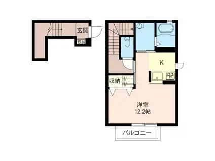 シャンクラール(ワンルーム/2階)の間取り写真