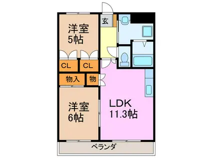 ローズビレッジ(2LDK/1階)の間取り写真