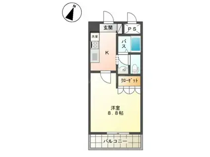 ポスト・マローネ(1K/6階)の間取り写真