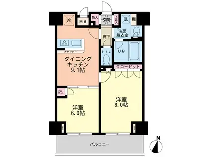 エスティメゾン赤羽(2DK/11階)の間取り写真