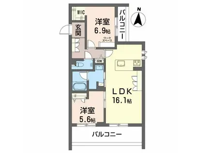 シャーメゾンステージ津駅前(2LDK/2階)の間取り写真