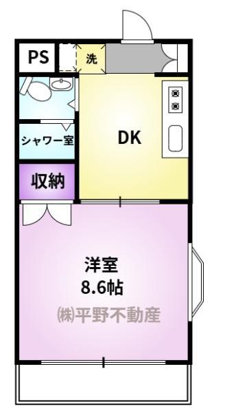 コーポ加月A棟(1DK/3階)の間取り写真