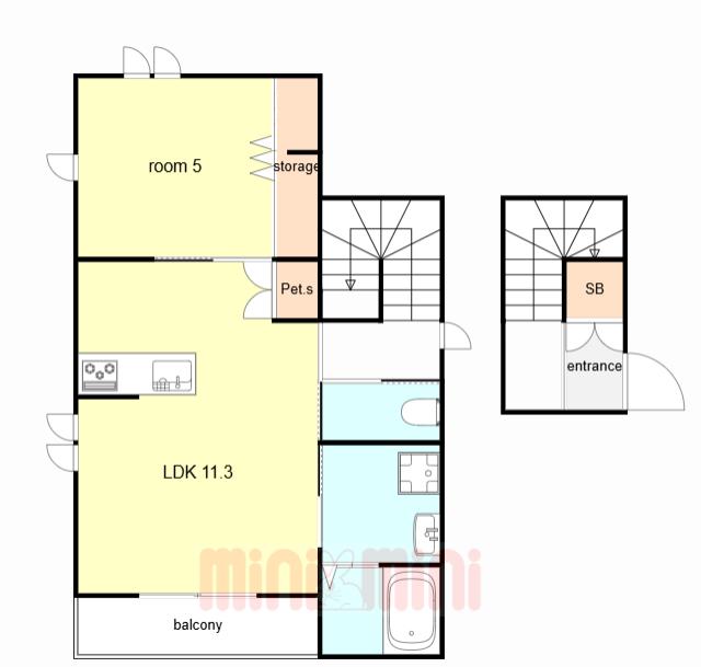 HEBEL MAISON 鴻池(1LDK/2階)の間取り写真