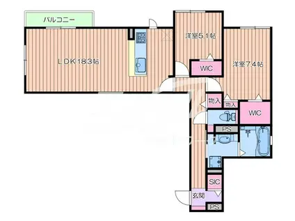 グランドール清水(2LDK/2階)の間取り写真