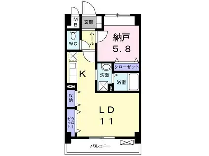 フレスクーラ(ワンルーム/3階)の間取り写真