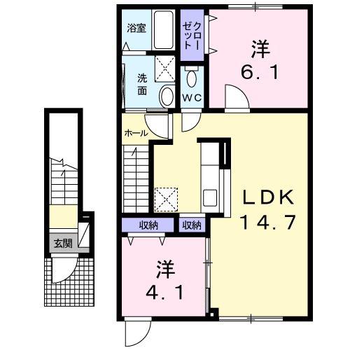 ブルーメディアモント(2LDK/2階)の間取り写真