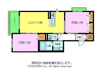 ELYSION天王寺(1LDK/2階)の間取り写真