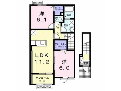 アフル シェード(2LDK/2階)の間取り写真