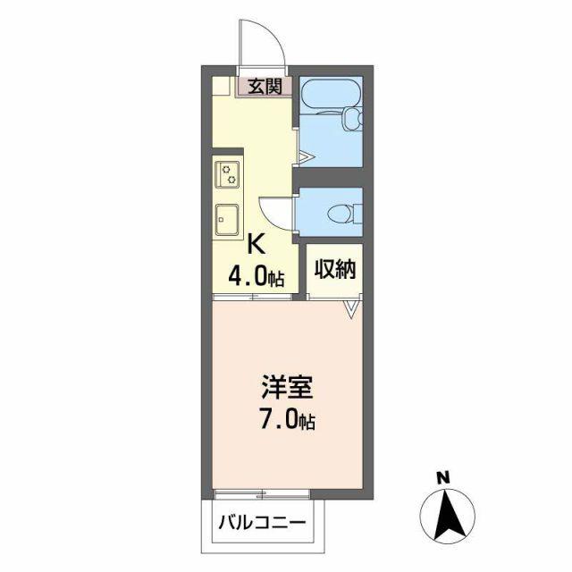 フレグランス上尾E棟(1K/1階)の間取り写真