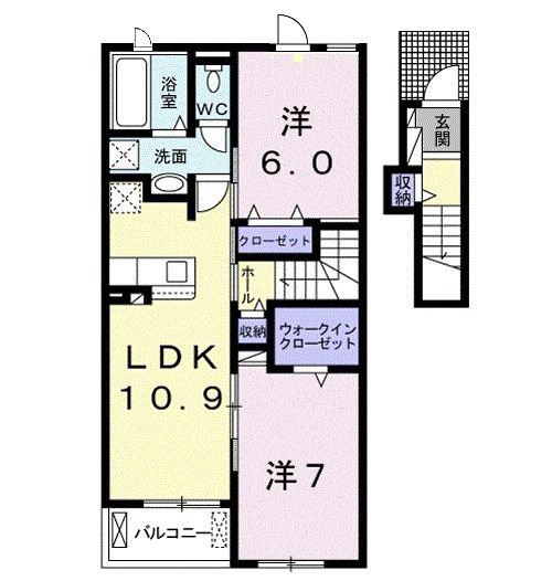 ラヴィ II(2LDK/2階)の間取り写真