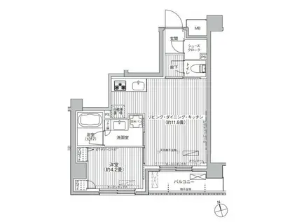 CIELLE自由が丘(1LDK/4階)の間取り写真