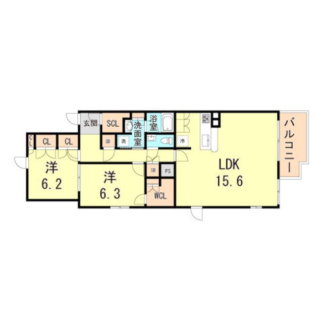 プラウド西宮北口(2LDK/2階)の間取り写真