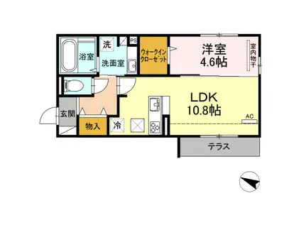 D-ROOM名島(1LDK/1階)の間取り写真