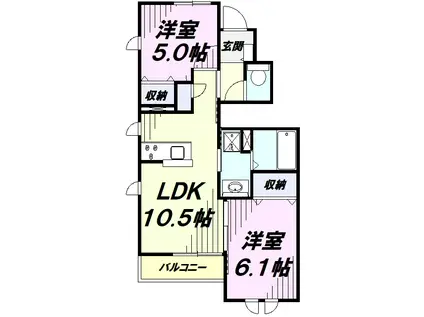 MTサンライズI(2LDK/1階)の間取り写真