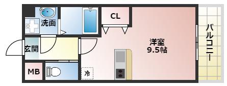 サンライフ北田辺(ワンルーム/4階)の間取り写真