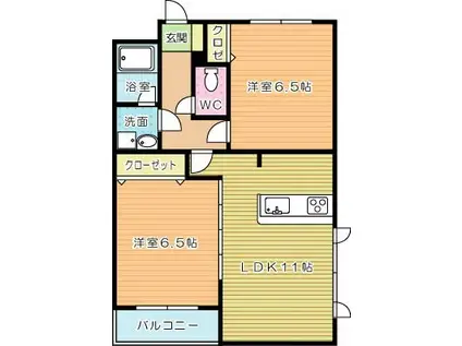 高峰第6晴和ビル(2LDK/1階)の間取り写真