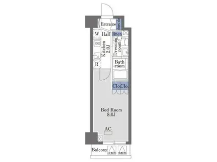 ヴァンヴェール日本橋(1K/4階)の間取り写真
