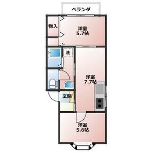 メゾンアンソレイエ(2DK/1階)の間取り写真