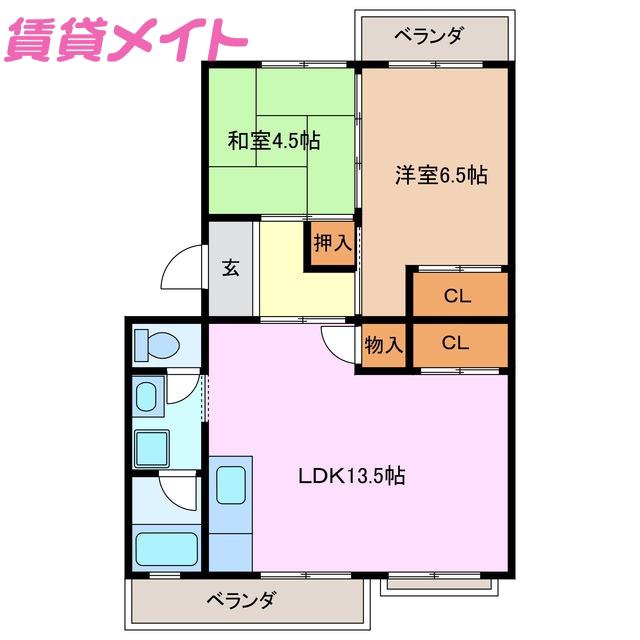 コーポ水谷(2LDK/3階)の間取り写真