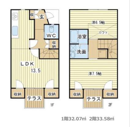 ビラージュ末広町(2LDK/1階)の間取り写真