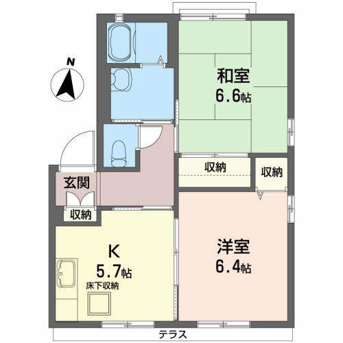 ハイム杜(2K/1階)の間取り写真