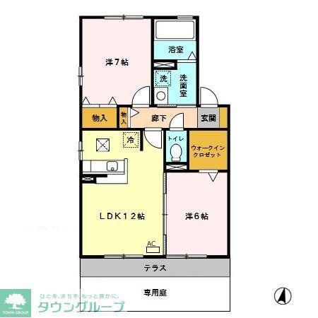 DEAR COURTI(2LDK/1階)の間取り写真