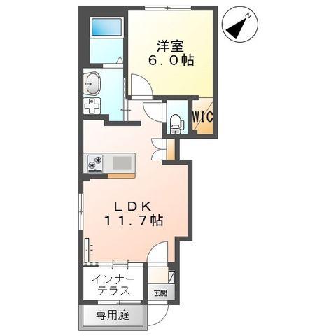 フォレストガーデン(1LDK/1階)の間取り写真