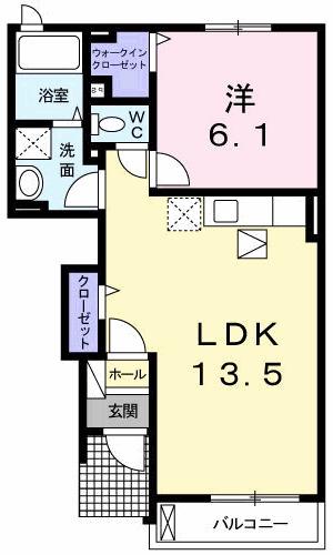 アンフィニ(1LDK/1階)の間取り写真