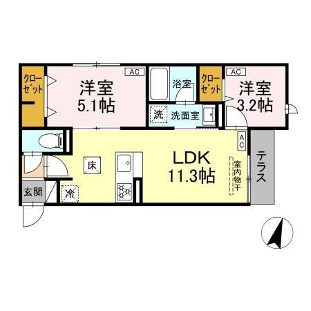 D-PRECIOUS高野台(2LDK/1階)の間取り写真