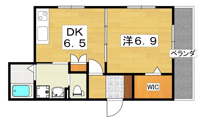 セラフィーメゾン郡元町(1DK/1階)の間取り写真