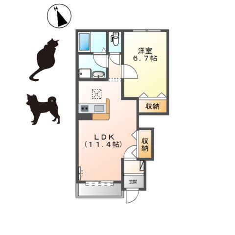 ピソ・フロール(1LDK/1階)の間取り写真