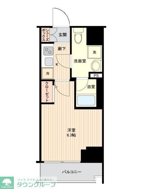 PREMIUM CUBE 品川戸越MO(1K/6階)の間取り写真