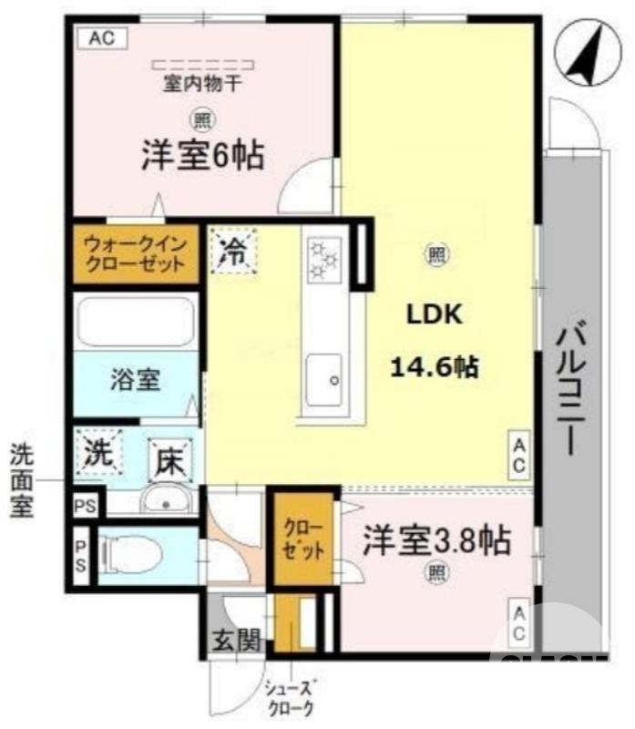 グランヴェールVII(2LDK/2階)の間取り写真