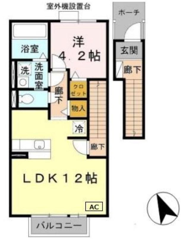アゼリア宮上 A棟(1LDK/1階)の間取り写真