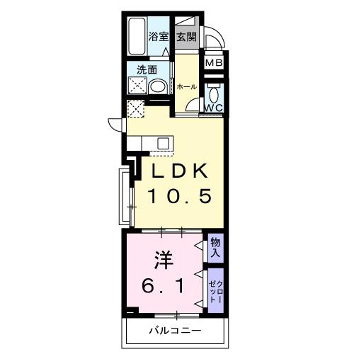 ラ・クラリテ高須(1LDK/2階)の間取り写真