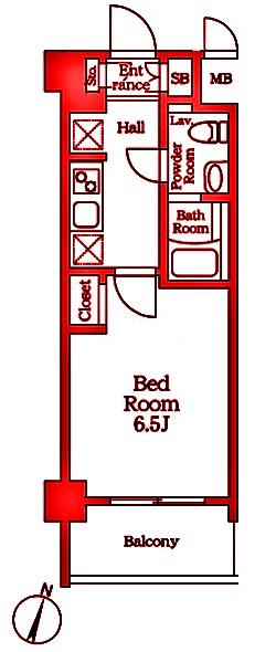 S-RESIDENCE横浜子安ABRイースト(1K/2階)の間取り写真