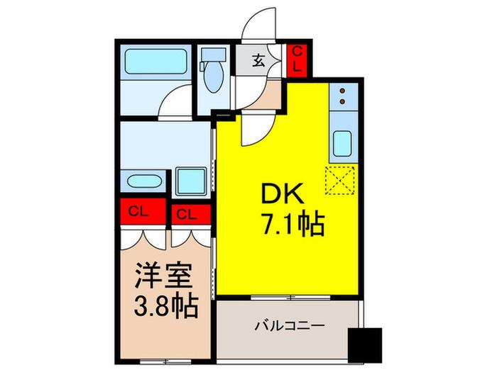 ビエラコート日本橋久松町(1DK/5階)の間取り写真